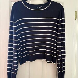 H&M Navy/White Striped Crew Sweater